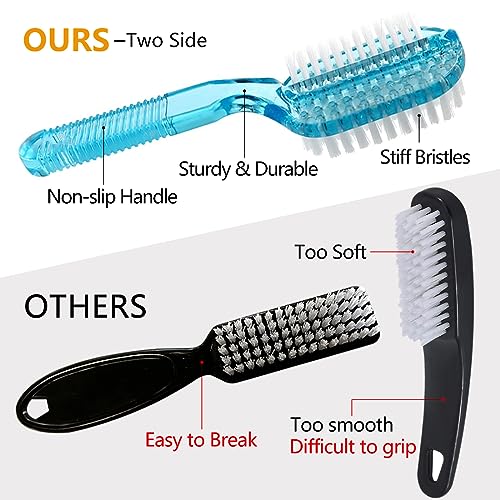 Two-Sided Nail Brush Set - 4 Pcs Ergonomic Fingernail & Foot Scrub Brushes