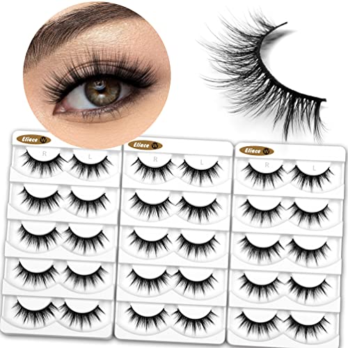 Eliace Lashes Mink Fake Eyelashes Wispy 15 Pairs Lashes Extension Kit - Fluffy Lashes False Eyelashes Natural False Lashes Wispy Faux Mink Lashes Pack (13MM) Short Lashes Natural Look Strip |Anne