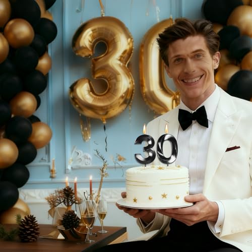 49 Black Birthday Candle Number for 49th Party Decorations