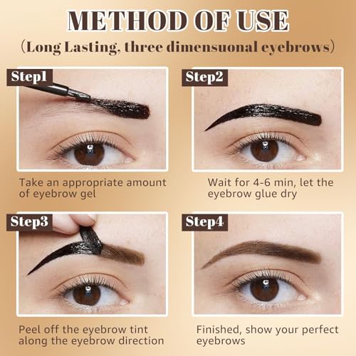 Peel Off Eyebrow Gel - 3 Day Waterproof Brow Tint, Dark Brown