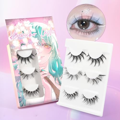 Kumiko Handmade Manga Lashes 3-Styles Douyin False Eyelashes Manhua Lashes, Cat Eye, Anime Lashes, Fake Lashes - Japanese Korean Wispy Lashes, Kawaii, Fairy, Trendy Idol lashes