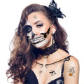 VERKSTAD Halloween 6 Sheets Skull Face Tattoo, Scary Mouth Tattoo Stickers, Horror Skeleton Vampire Death Demon Zombie Temporary Tattoos, 8 Small Pumpkin Tattoo Costume Makeup Cosplay Accessories