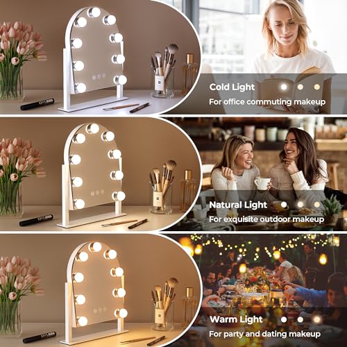 ZL ZELing Makeup Mirror with Lights, Vanity Mirror with Lights, Lighted Makeup Mirror, 3 Color Modes, Dimmable Light,360¡Æ Rotation