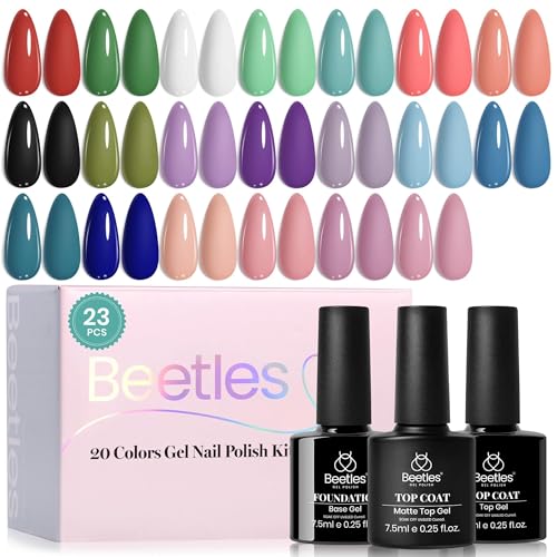 Beetles 20 Colors Gel Nail Polish Set with Base & Top Coat - UV LED Kit