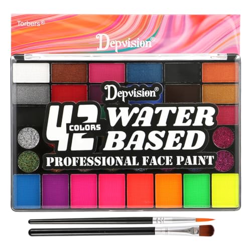 Professional Face Paint Kit 42 Colors - Water Based & Non Toxic