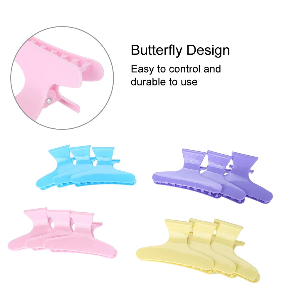 Butterfly Holding Hair Clips, 12pcs Strong Hold Section Clamps for Thick Hair, Hairdressing Tool for Professional Salon and Home Use (01#)