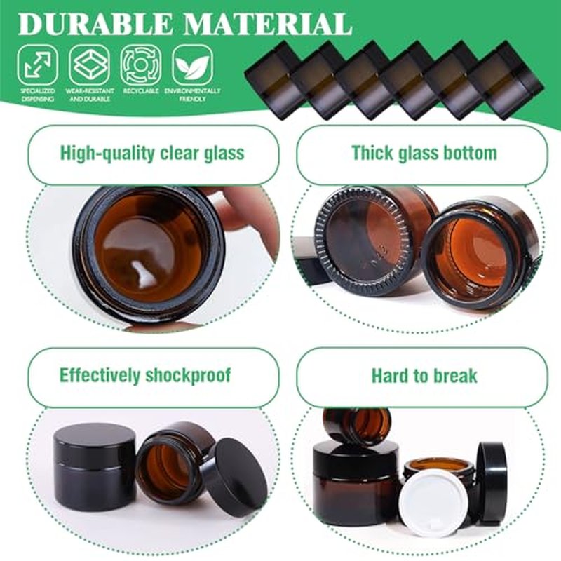 120Pc Amber Glass Jars with Lids & Liners for Cosmetics