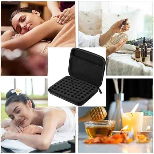 Jerliflyer Essential Oil Storage Bag,1-3ml 63 Slots Portable Aromatherapy Essential Oil Storage Bag Case Collision Proof No Leakage 16mm Aperture Essential Oil Organizer for Travel Outdoor (black)