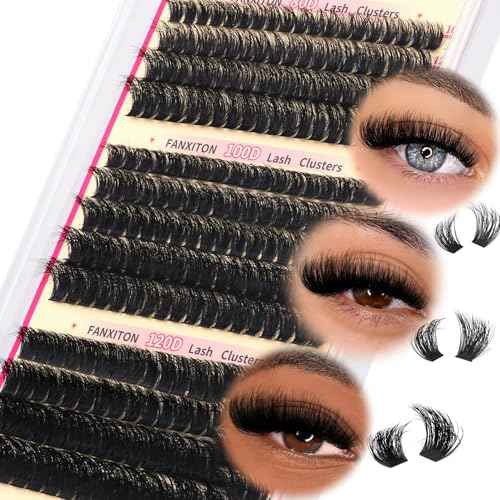 FANXITON Lash Clusters Thick Lash Clusters D Volume Lash Clusters 80D+100D+120D Eyelash Clusters 10-18mm Eye Lash Clusters Wispy Individual Lashes Sweatproof Clusters Eyelash Extensions