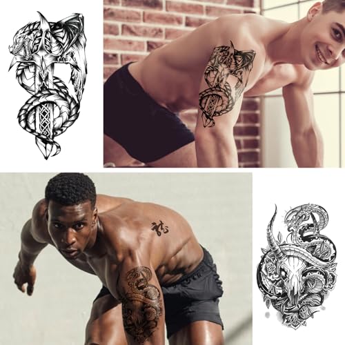 VERKSTAD Black Realistic Half Sleeve Temporary Tattoos (42 Sheets)