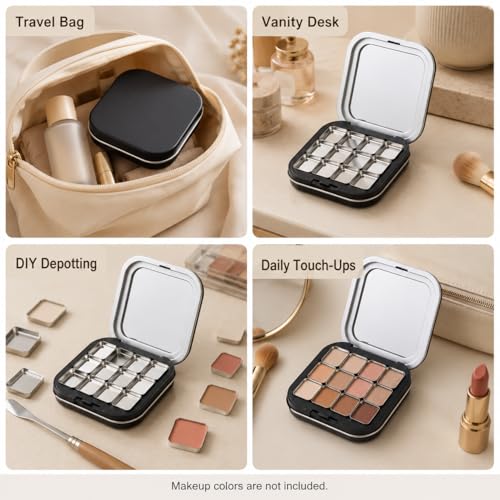FRCOLOR 2 Pack Magnetic Makeup Palette - Small Empty Organizer