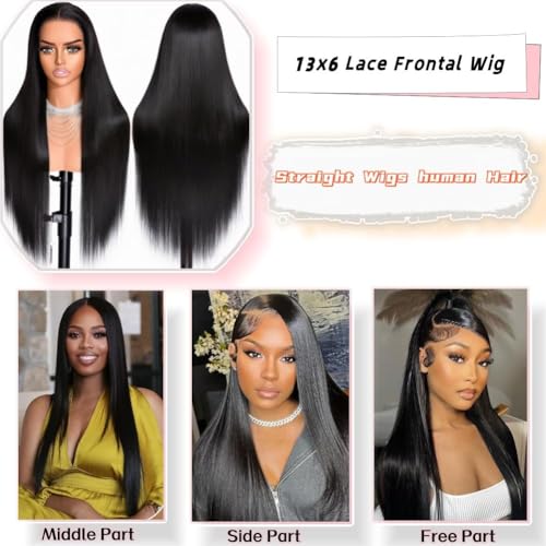 TAIKOU 13x6 Straight Lace Front Wig 200 Density 30 Inch Human Hair
