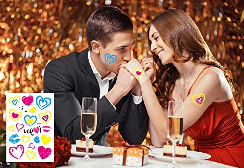 Glow in the Dark Heart Temporary Tattoos - Waterproof Neon