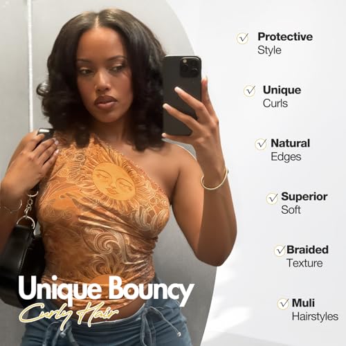 V Part Yaki Curly Wig 12" Glueless Synthetic Hair Black