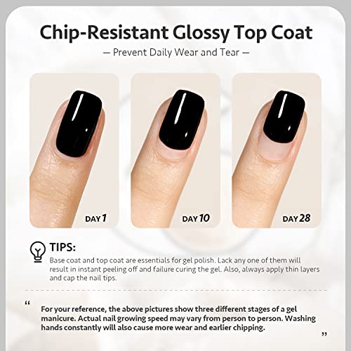 GAOY No Wipe Gel Top Coat - High Gloss Clear Finish for UV LED Nails (16ml)