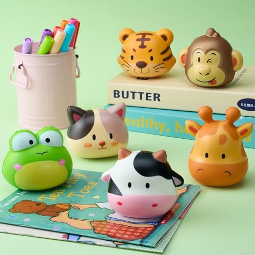 DMIGHT 6PCS Large Animal Squishy Toys – Cute Stress Relief Toys for Kids, Big Animals Variation