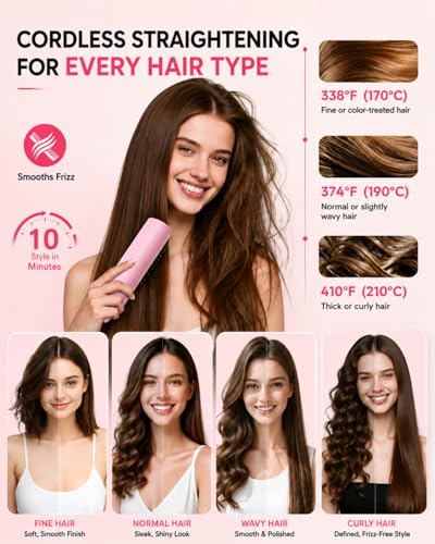 TempTend Cordless Hair Straightener Brush with Ionic Technology