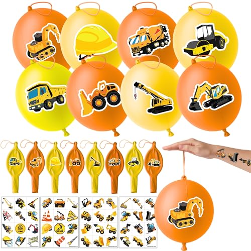 72pc Construction Party Favors - Tattoos & Punch Balloons