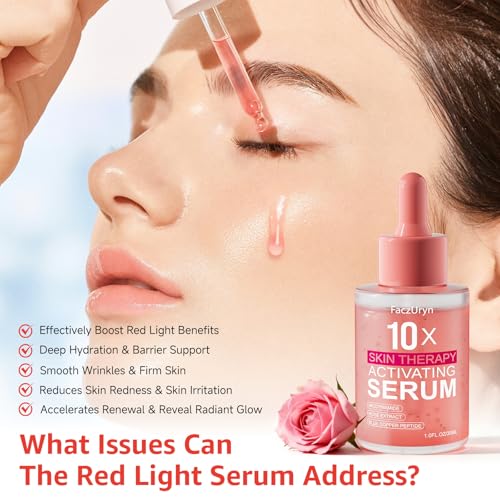 Red Light Therapy Serum, Red Light Therapy Activation Serums Amplify Effects & Reduce Wrinkles with Hydrating, Vitamin E Redlight Serum for Face, Rose Extract Facial Serums for Women, 1.0 FL.OZ