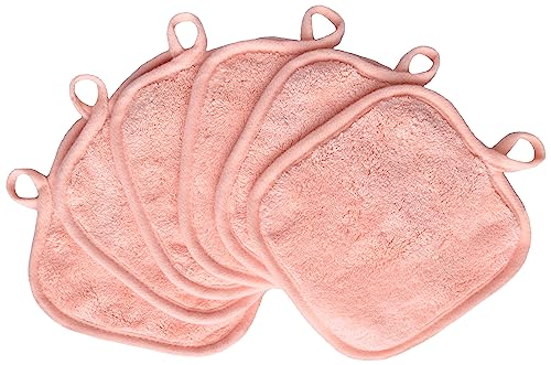 BloomSesame Makeup Remover Cloths for Face, Eye, Lips - Reusable Makeup Remover Pads Soft Microfiber Facial Cleansing Cloths 5 x 5 inch 6 Pack (Coral)