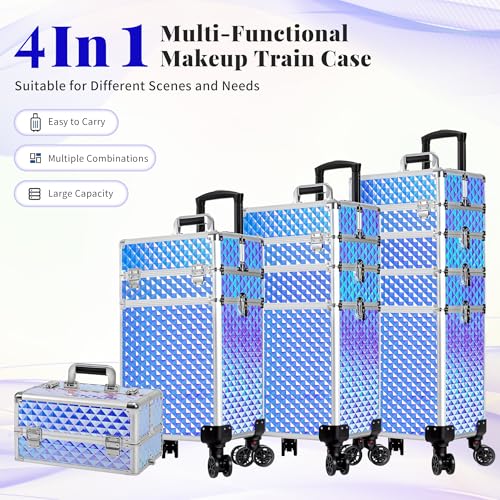 AROUS Rolling Makeup Train Case 4-in-1 with Wheels