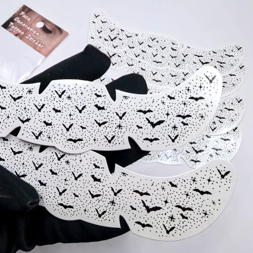 Black Bat Freckles Temporary Tattoos - 8 Pack Waterproof Face Stickers