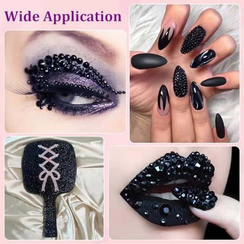 32000 Black Flatback Rhinestones Kit with B7000 Glue & Tweezers