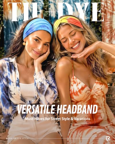 REOTECALL 6 Pack Extra Wide 7.08in Non-Slip Boho Tie-Dye Headbands for Sports Yoga