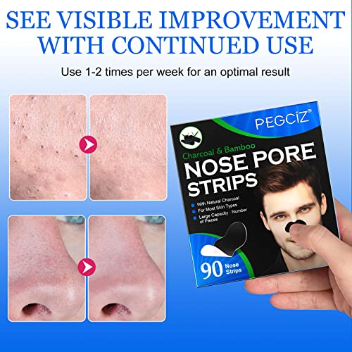 AGETITY Nose Strips, 90 Pcs Nose Blackhead Remover Strips, Pore Strips for Blackheads, Blackhead Removal Deep Cleansing Nose Pore Strips for Men