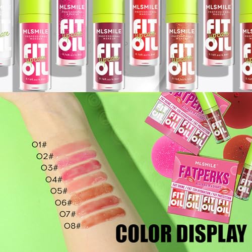 8 Colors Lip Oil with Soft Brush | Hydrating Plumping Lip Gloss