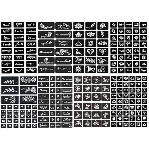 Henna Tattoo Stencil Kit - 630 Designs, 16 Sheets