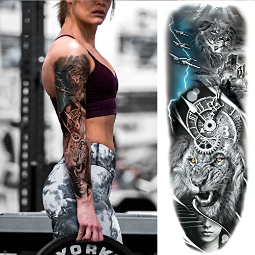 Military Temporary Tattoo Sleeves - 6 Sheets Full Arm