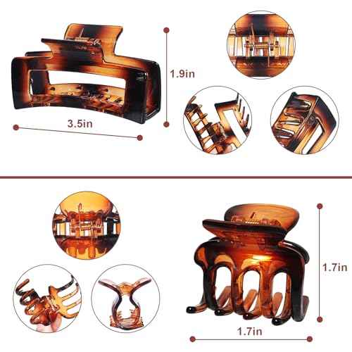 Medium Hair Clips for Women 8 Pcs Small Claw Clips for Thin and Thick Hair 2 Styles Hair Claw Clips Combination Rectangle Banana Jaw Hair Accessories for Women and Girls (Transparent)