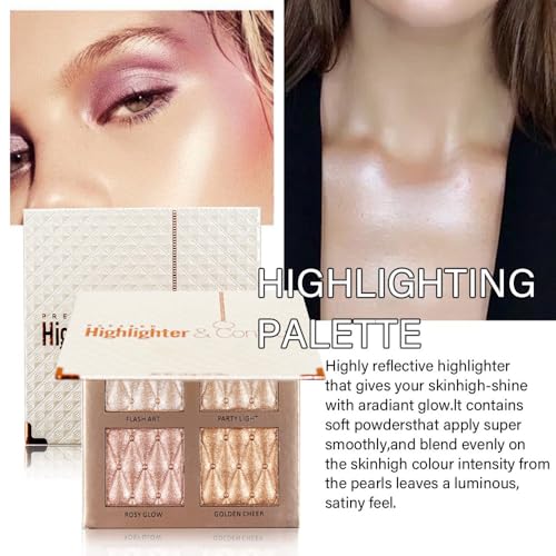 4-Color Highlighter Palette - Shimmer Bronze Contour Makeup