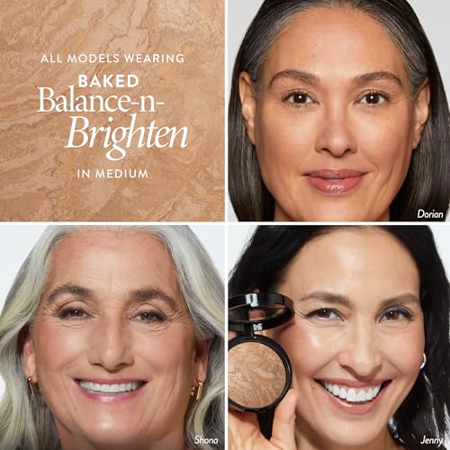 LAURA GELLER NEW YORK Fast Face Set: Baked Balance-n-Brighten Powder Foundation, Medium + Baked Blush-n-Brighten, Pink Buttercream + Airbrush Kabuki + Angled Blush Brush