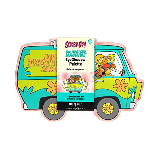 Mad Beauty Scooby-Doo Mystery Machine Eye Shadow Palette | Lid Mirror, Travel Ready, Metallic Shimmers, Pressed Glitter | Cruelty-Free Cosmetics | Great Gift for Women, Adults, and Kids