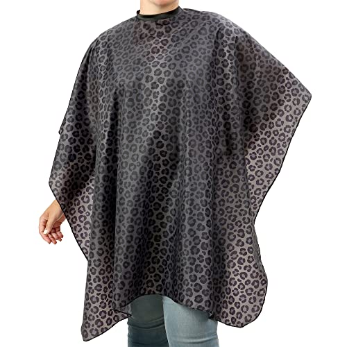 Waterproof Hair Cutting Cape with Leopard Print - Adjustable Salon Cape