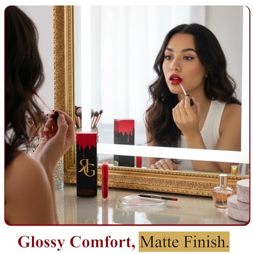 ROUGINE Matte Lipstick & Lip Liner Combo - Red Love, Waterproof