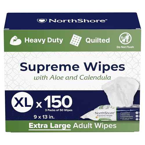 NorthShore Supreme Heavy-Duty Quilted Wipes, X-Large, 9 x 13 in., 50 ct, 3-Pack