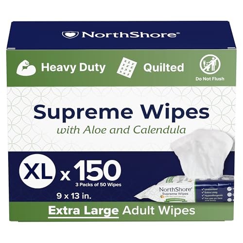 NorthShore Supreme Quilted Skin Cleansing Wipes, X-Large 150ct