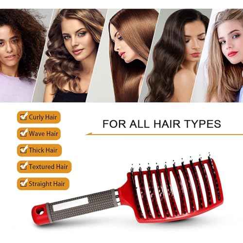 Voremy Magical Brush Detangler, Ultra Detangling Brush, For Wet Or Dry Detangling HairBrush For Men, Women And Kids, Fast Drying Styling Massage curved Hairbrush (Rainbow-A)