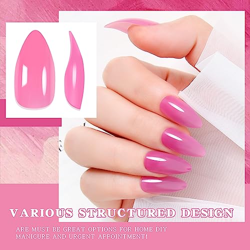 Sun Change Color Nail Tips Pink To Red Mood Change Manicure Kit Stiletto Acrylic Stick on Static Nails for Women Girls