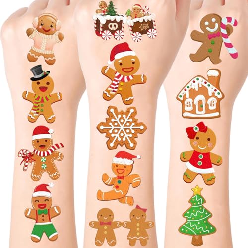 96pc Gingerbread Man Temporary Tattoos – Christmas Party Favors