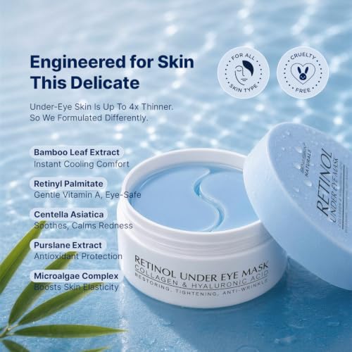 Enaskin Naturals Blue Under Eye Patches for Dark Circles & Puffiness - 60 Patches