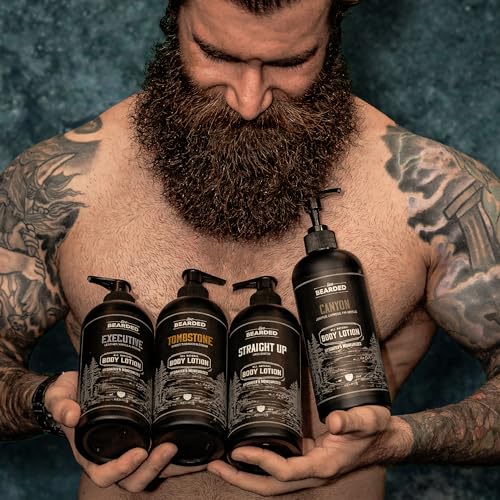 Live Bearded Premium Men's Body Lotion - All-Natural Hydrating Formula - Aloe Vera, Coconut Oil, Avocado Oil - Moisturizing Body Lotion for Men, Mens Lotion for Dry Skin - Straight Up Unscented