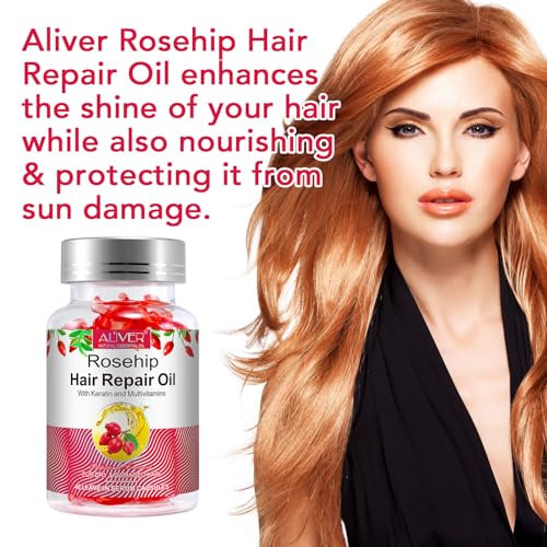 PEDSCBG Rosehip Oil Capsules for Hair - Cold Pressed, Rich in Antioxidants and Vitamins E A C B, Repairs and Strengthens Hair, Leaves Hair Hydrated, Smooth, Voluminous and Shiny (Rose Hip)