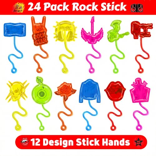 48 PCS Rock Party Favors Kit – Stick Hands & Tattoos