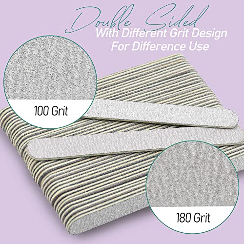 5-Inch Double-Sided Zebra Nail Files, 100/180 Grit, 50-Pack