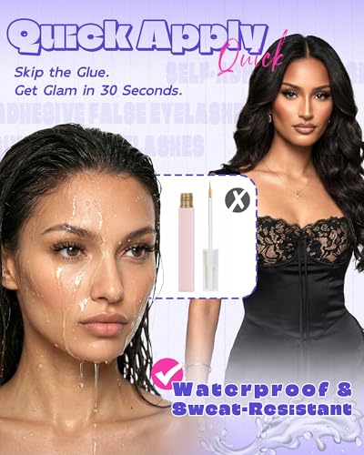Self Adhesive Eyelashes, No Glue Eyelashes Press On Lashes Half 14mm