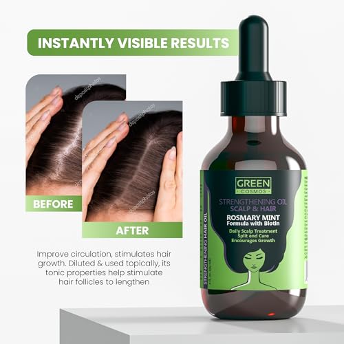 2 Fl Oz Rosemary Oil for Hair Growth – Pure 100% Rosemary Essential Oil for Scalp, Eyebrow & Eyelash Health (Green Cosmos)